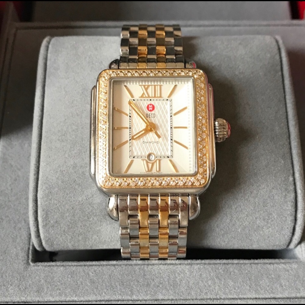 Michele Deco MWW06T000061 Diamond Two-Tone Watch